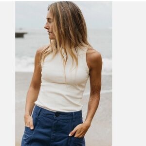 Finisterre Powes ribbed tank top vest organic cotton ecru NWT